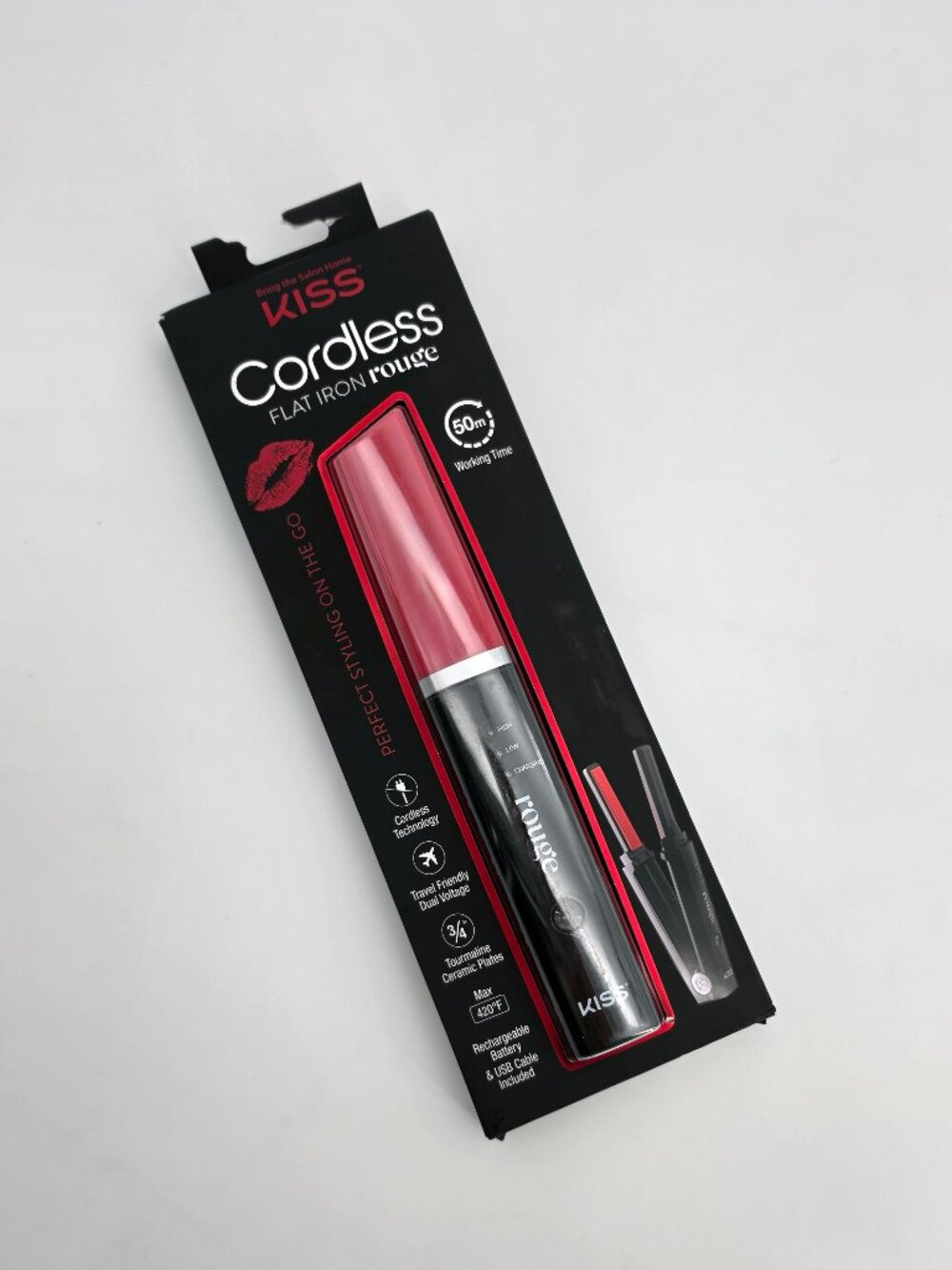KISS Rouge Cordless Flat Iron / Hair Styling Tool Brand New Sealed